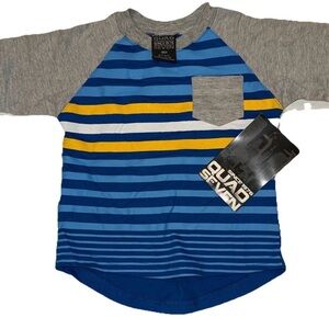 Quad Seven Boys 18 Months Infant Shirt Short Sleeve Blue Striped New With Tags